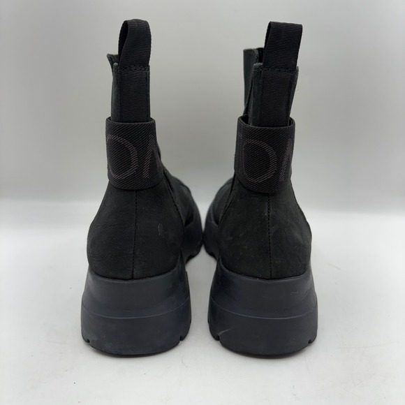 TOMS Alpargata Combat Boots Black Leather Chunky Lug Sole Chelsea Womens 9.5 - Picture 4 of 9